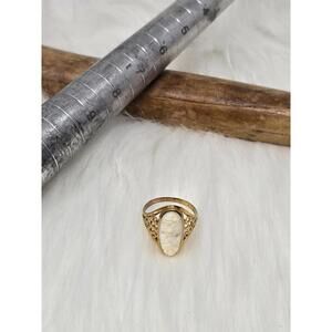 10K Gold Shell Cameo Ring Filigree Vintage Sz 5.75